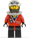LEGO div015 Divers - Red diver 2, Black Legs with Red Hips, Black Helmet, Brown Bangs, Stubble